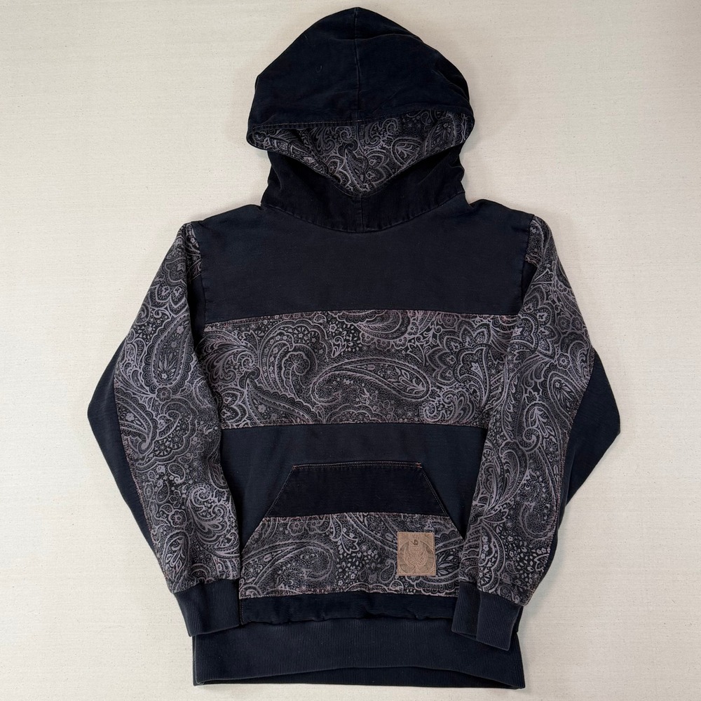Lobo Handcrafted Paisley Corduroy Hoodie Small Black 1 of 1 Mixed Media Pullover